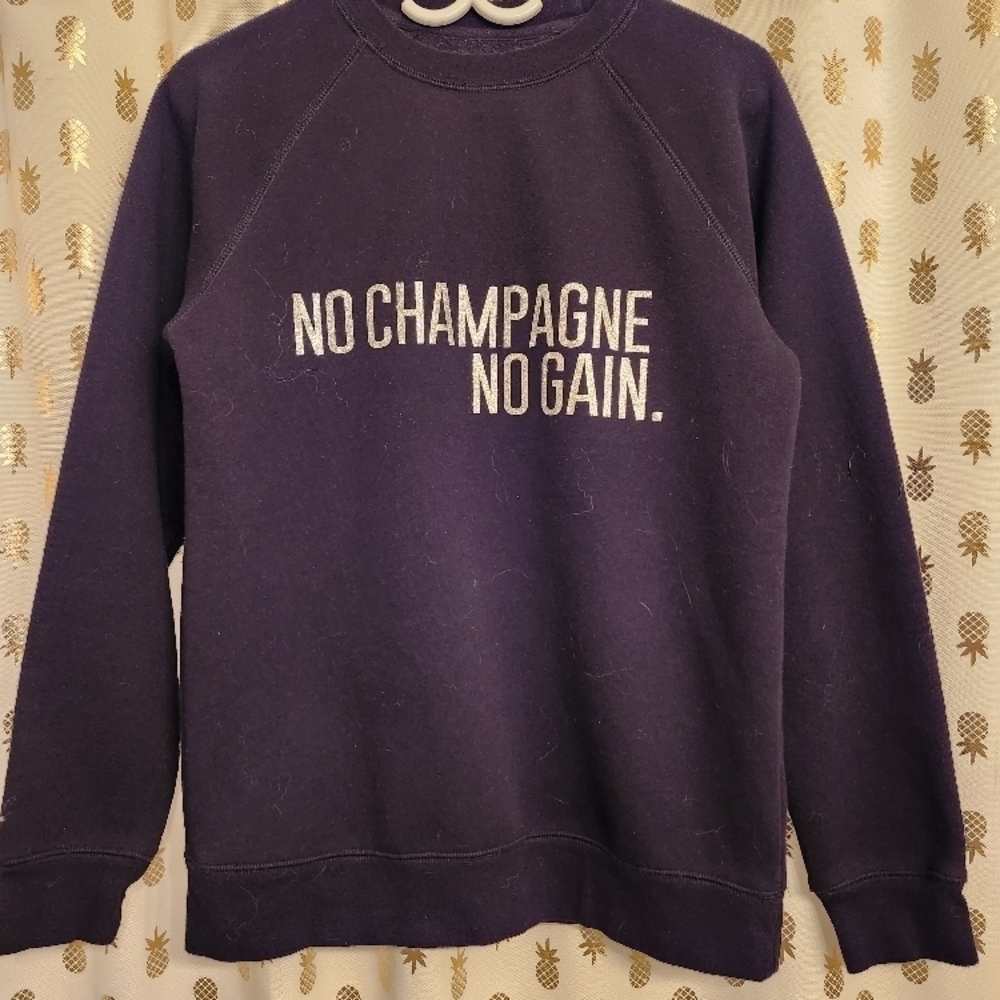 😻 3/$30 Black 'No Champagne No Gain' Sweatshirt - Picture 3 of 5